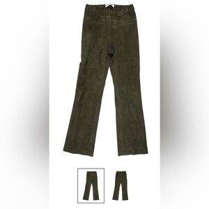 Inès & Maréchal Green Lamb Leather Straight Leg Pants